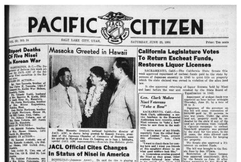 The Pacific Citizen, Vol. 32 No. 24 (June 23, 1951) (ddr-pc-23-25)