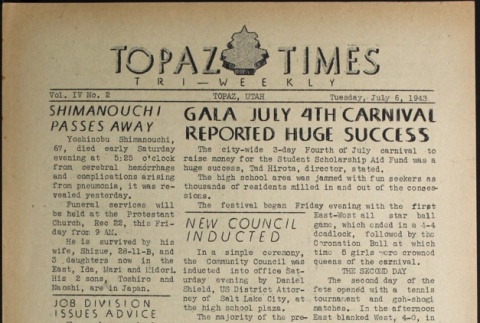 Topaz Times Vol. IV No. 2 (July 6, 1943) (ddr-densho-142-180)