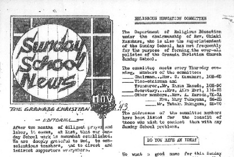 Granada Christian Church Sunday School News (November 1943) (ddr-densho-147-321)