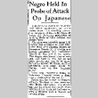 Negro Held in Probe of Attack on Japanese (January 10, 1942) (ddr-densho-56-573)
