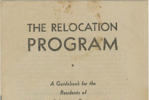 Relocation program: a guidebook for the residents of relocation centers (ddr-csujad-7-23)