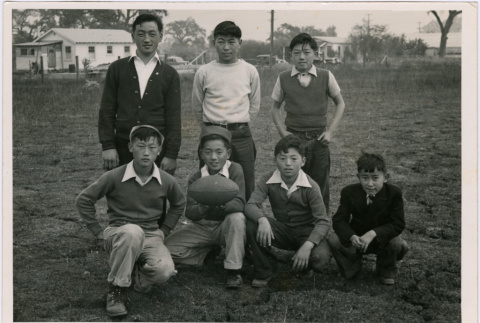 Seven boys with football (ddr-densho-458-30)