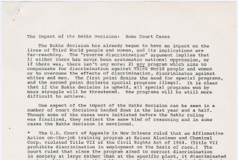 The Impact of the Bakke Decision: Some Court Cases (ddr-densho-444-57)