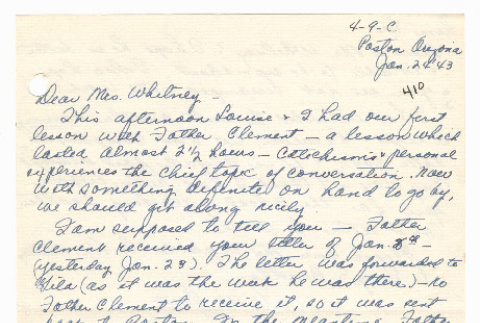 [ Letter to Mrs. Whitney from Fumiko Fukuda | January 24, 1943 ] (ddr-janm-22-107)