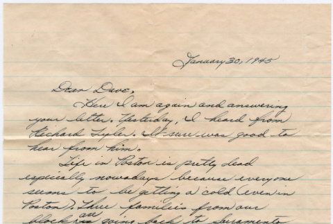 Letter and envelope addressed to Dave Stickler (ddr-densho-184-5)