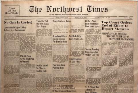 The Northwest Times Vol. 1 No. 84 (November 14, 1947) (ddr-densho-229-71)