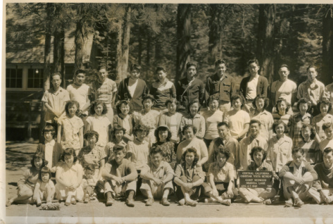 Group photograph of the Lake Sequoia Retreat campers, 1949 (ddr-densho-336-73)