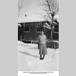 Mitsuko Ikeda standing in snow (ddr-ajah-6-431)