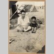 Man and child at a beach (ddr-densho-542-173)