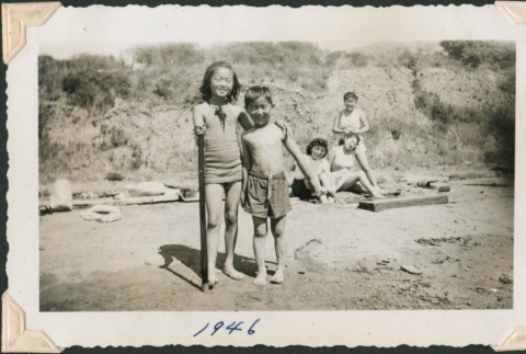 Boy and girl on a beach (ddr-densho-321-168)