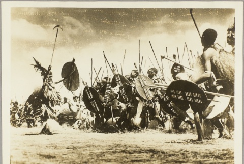 Photograph of men participating in a tribal ceremony (ddr-njpa-13-1039)