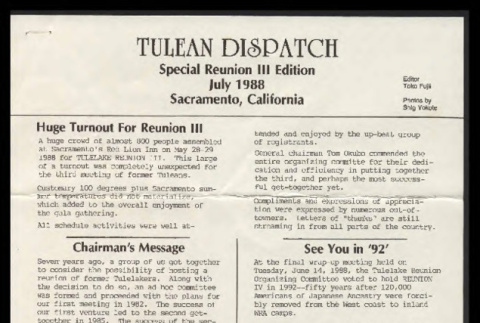 Tulean dispatch, special reunion III edition (July 1988) (ddr-csujad-55-2379)