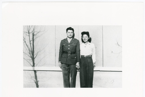 Akiji Yoshimura and Hideko Hinoki (later Yoshimura) at Amache Relocation Center (ddr-densho-1007-199)