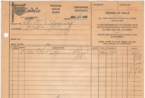 Invoice from Brecht Candy Co. (ddr-densho-319-494)