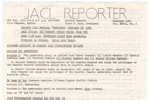 Seattle Chapter, JACL Reporter, Vol. XVIII, No. 2, February 1981 (ddr-sjacl-1-293)