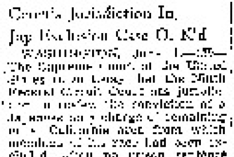 Court's Jurisdiction In Jap Exclusion Case O.K.'d (June 1, 1943) (ddr-densho-56-923)