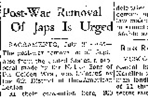 Post-War Removal of Japs is Urged (July 21, 1942) (ddr-densho-56-825)