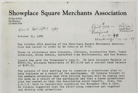 Letter from Lauri Ong,  Showplace Square Merchants Association (ddr-densho-424-364)