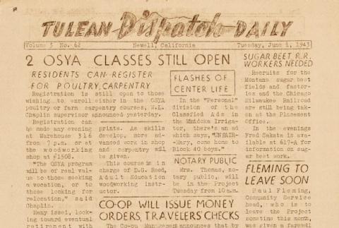 Tulean Dispatch Vol. 5 No. 62 (June 1, 1943) (ddr-densho-65-229)