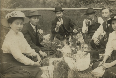 Issei friends at a picnic (ddr-densho-124-12)
