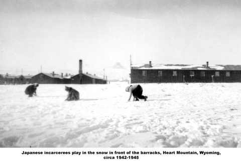 Three people in the snow at Heart Mountain (ddr-ajah-6-683)