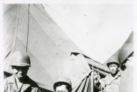 Soldiers and dog (ddr-densho-1007-786)