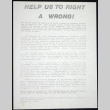 Flyer titled: Help us to right a wrong (ddr-chijacl-1-2)