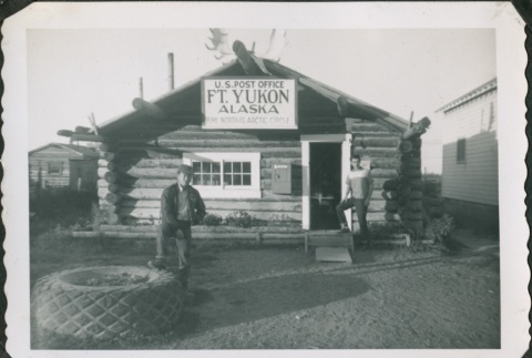 Two men in front of the Fort Yukon Post Office (ddr-densho-321-358)