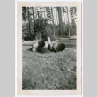 Photo of a baby lying in the grass (ddr-densho-483-733)