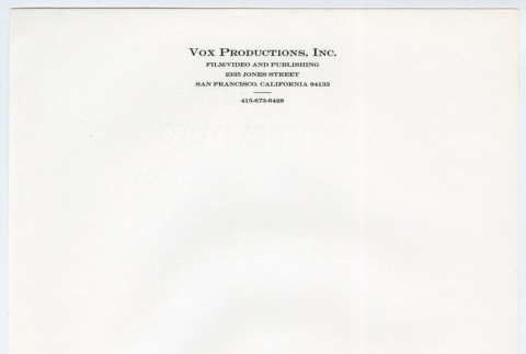 Vox Productions letterhead (ddr-densho-1007-888)