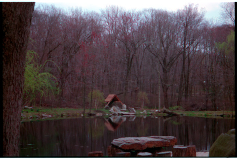 Pond with table and gazebo (ddr-densho-377-2596)