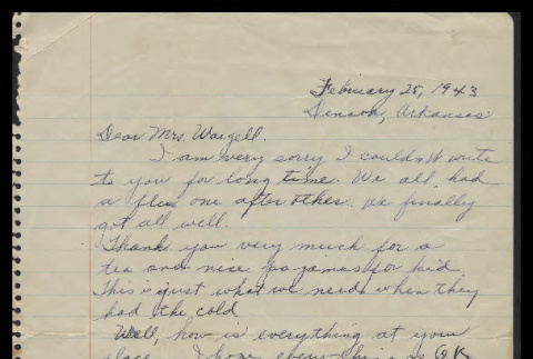 Letter from Minnie Umeda to Mrs. Margaret Waegell, February 25, 1943 (ddr-csujad-55-67)