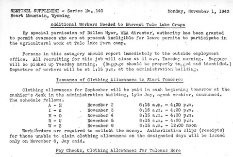 Heart Mountain Sentinel Supplement Series 140 (November 1, 1943) (ddr-densho-97-363)