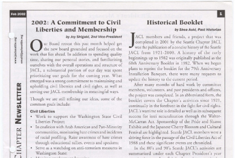 Seattle Chapter, JACL Reporter, Vol. 39, No. 2, February 2002 (ddr-sjacl-1-498)