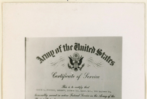 George Furutono certificate of service (ddr-densho-37-1016)
