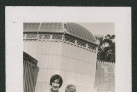 girl and boy on bench (ddr-densho-378-783)