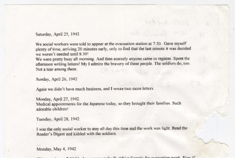Transcript of portion of 1942 Diary (ddr-densho-549-4)