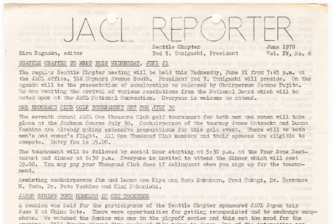 Seattle Chapter, JACL Reporter, Vol. XV, No. 6, June 1978 (ddr-sjacl-1-268)