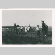 Group outside with two horses (ddr-densho-1007-15)