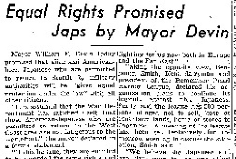 Equal Rights Promised Japs by Mayor Devin (December 18, 1944) (ddr-densho-56-1084)