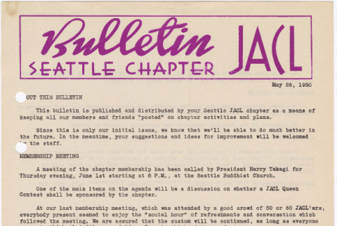 Seattle Chapter, JACL Bulletin, May 26, 1950 (ddr-sjacl-1-13)