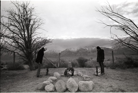 Pilgrims at the Manzanar Cemetery (ddr-manz-3-39)