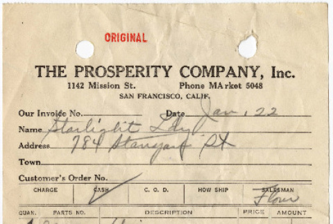 Two receipts from the Prosperity Company (ddr-densho-423-214)