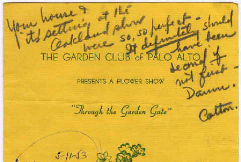 Program for flower show presented by the Garden Club of Palo Alto (ddr-densho-422-397)