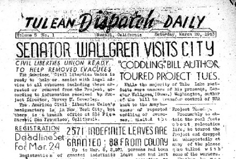 Tulean Dispatch Vol. V No. 1 (March 20, 1943) (ddr-densho-65-357)