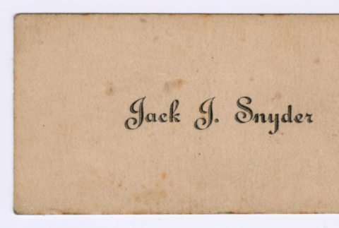 Jack J. Snyder's graduation name card (ddr-densho-550-112)