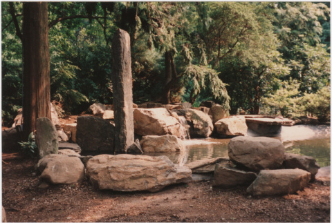 Pond and waterfall at the Teich project (ddr-densho-377-249)
