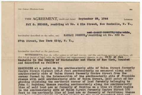 Real estate sale agreement between Fay Hodges and Kaneji Domoto (ddr-densho-329-1229)