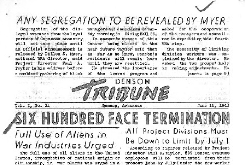 Denson Tribune Vol. I No. 31 (June 15, 1943) (ddr-densho-144-72)