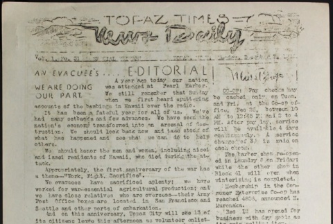 Topaz Times Vol. I No. 31 (December 7, 1942) (ddr-densho-142-41)
